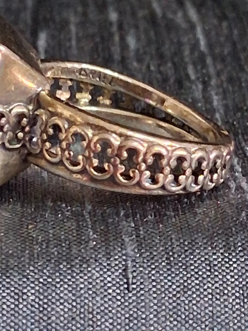 Vintage Israel 925 Sterling Silver Princess Cut CZ Filigree Ring Statement Boho